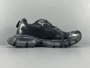 Balenciaga Track Sneaker Style 542023 all black mesh and synthetic material shoe with layered sole design