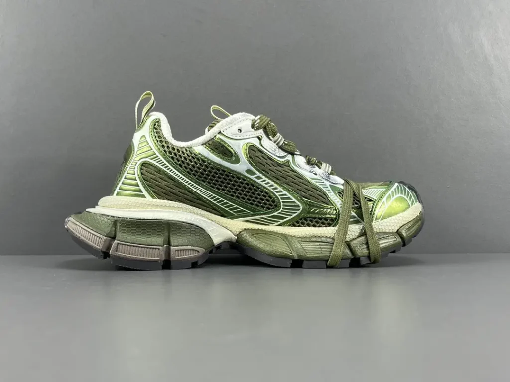 Balenciaga Track 2.0 sneakers green mesh reflective synthetic upper with layered design