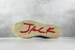 Air Jordan 4 Retro OG Sail red black white leather sneakers with red "JACK" sole text