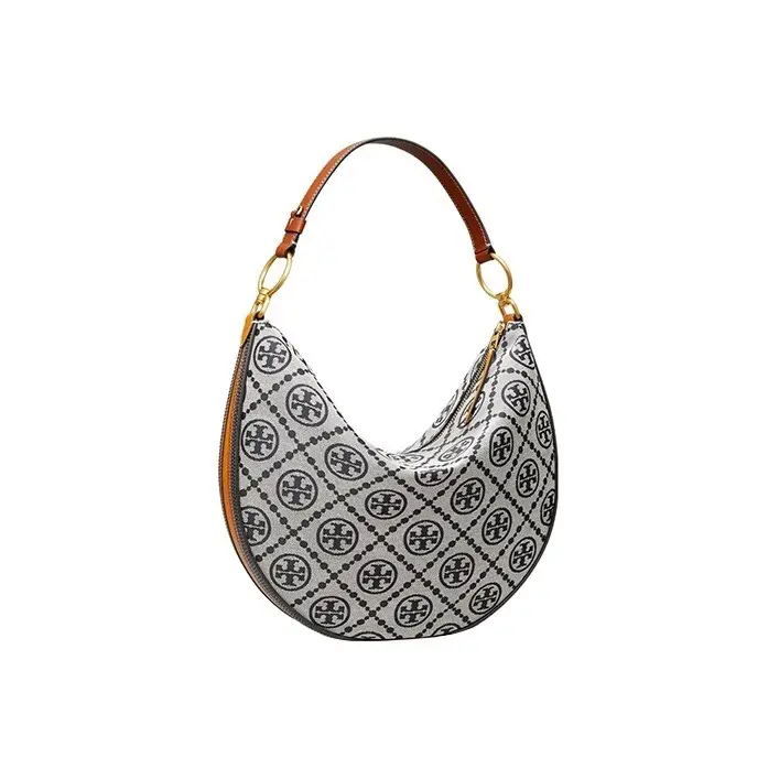 Tory Burch Lee Radziwill small hobo bag logo print canvas brown leather handle