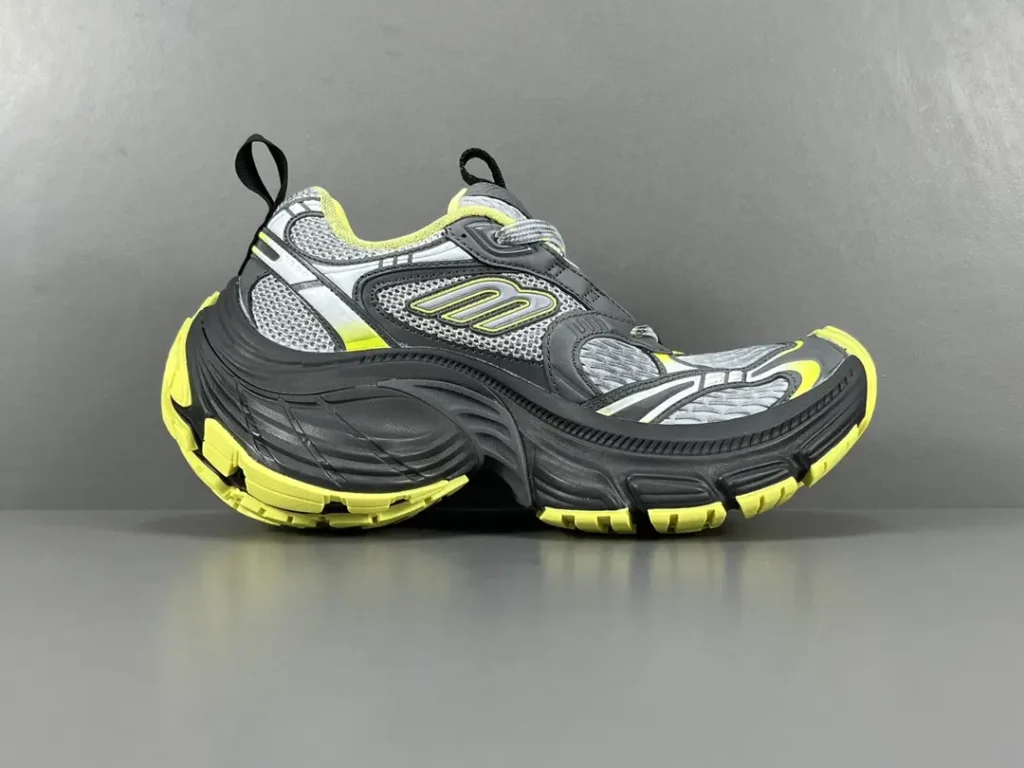 Skechers D'Lites Stamina Nite Glow gray yellow black mesh leather sneakers