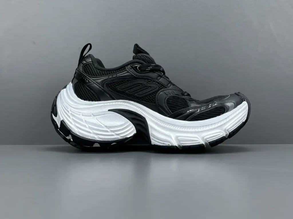 Skechers D'LITES 232017 black and white colorway breathable mesh and synthetic leather sneakers