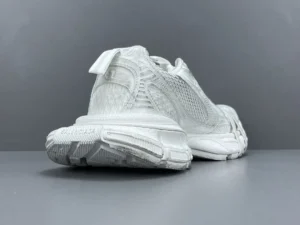 White Grey Balenciaga 3XL Mesh Strap shoes showcasing the rear view, highlighting the design and texture, suitable for luxury footwear enthusiasts.