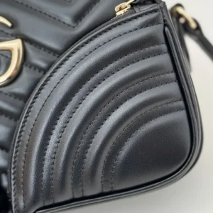 Gucci GG Marmont mini bag black matelassé leather gold hardware small size