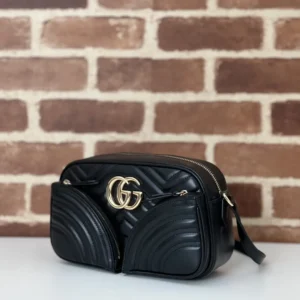 Gucci Soho Disco bag small black quilted leather gold double G logo crossbody bag