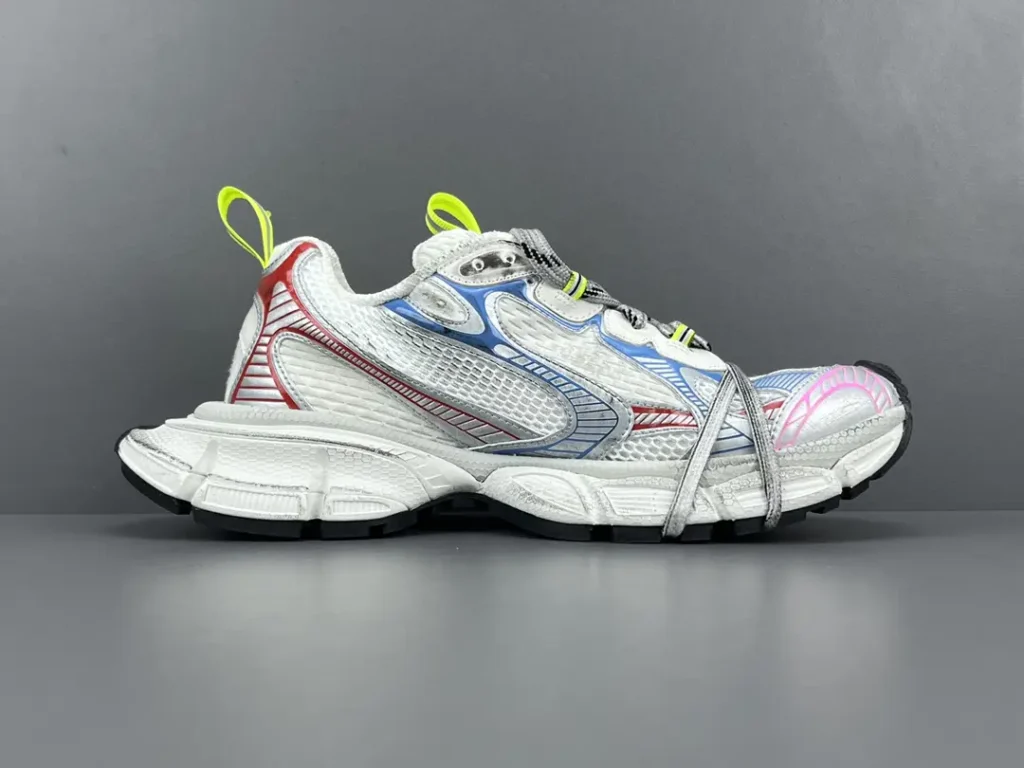 Balenciaga Track Sneaker Style 537624 white multicolor mesh and synthetic material with neon yellow accents