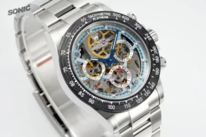 Rolex Daytona Cosmograph skeleton dial ceramic bezel stainless steel watch