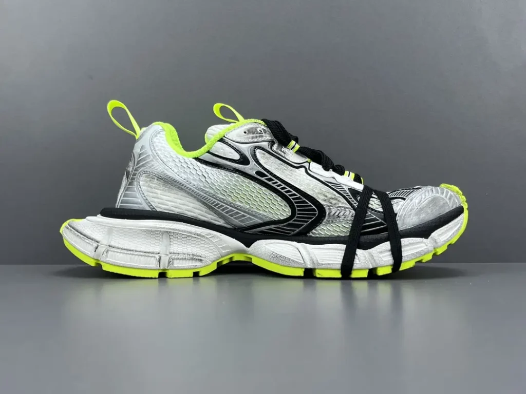 Balenciaga Track 2.0 Sneaker Style 533882 white black neon yellow mesh and rubber material