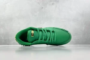 Nike Air Force 1 Low GS Style 314193-301 green colorway leather sneakers with gold accents