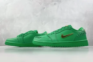 Nike Jordan 1 Low OG 553558-307 green colorway leather sneakers with gold swoosh