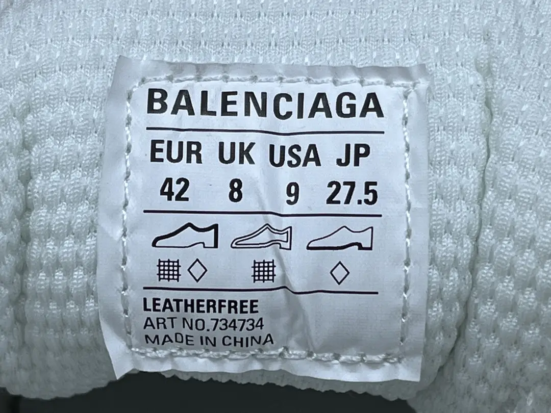 Balenciaga sneaker 734734 white leather-free material size 42 EUR, 9 USA, 8 UK, 27.5 JP