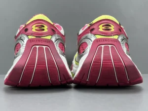 Balenciaga Track 2 Style 533882 Pink Neon Yellow Silver mesh leather sneakers rear view