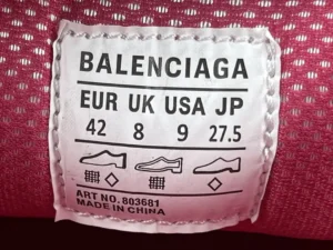 Balenciaga sneakers style 803681 red color size EUR 42 UK 8 USA 9 JP 27.5 textile and leather material