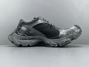 Balenciaga Parisian Stapler Shoes in black, showcasing a round head design with thick soles and mesh detailing, featured as a stylish replica option for affordable luxury footwear.