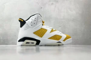 Nike Jordan 6 Retro DH0690-107 white yellow black colorway leather and synthetic sneakers