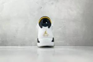Nike Jordan 6 Retro DMP DS White/Black-Metallic Gold leather sneakers viewed from back