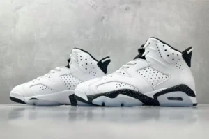 Air Jordan 6 Retro White Black speckled midsole leather sneakers style CT8529-100