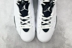 Nike Jordan 6 Retro CT8529-100 white/black leather sneakers with lace-up design and perforated accents