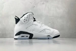 Nike Jordan 6 Retro Black Cement Style CT8529-063 white black leather sneaker with speckled midsole