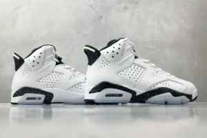 Nike Jordan 6 Retro White Black speckled midsole leather sneakers style DJ5987-100