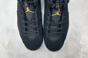 Nike Jordan 6 Retro DMP Style 384664-030 black and gold colorway nubuck leather sneakers