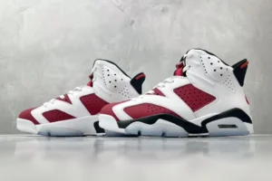 Nike Jordan 6 Retro Carmine Style 384664-160 White Red Black leather sneakers
