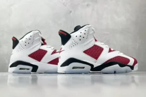 Nike Jordan 6 Retro OG Style 384664-162 White/Varsity Red-Black muslin leather sneakers