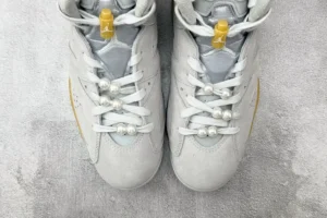 Nike Jordan 6 Retro Pearl Frost Style CV3493-002 light grey pearl lace beads suede sneakers