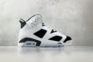 Nike Jordan 6 Retro 384664-052 white black sail leather synthetic sneakers with speckled accents