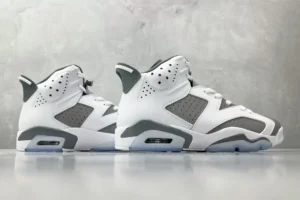 Nike Jordan 6 Retro Medium Grey Style CK6637-007 white and grey leather sneaker with icy sole
