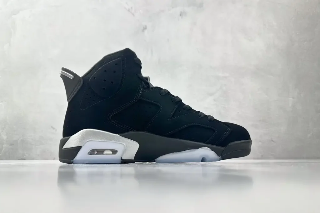 Nike Jordan 6 Retro CT8529-001 black/white colorway nubuck leather sneakers with translucent outsole