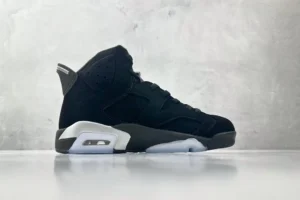 Nike Jordan 6 Retro CT8529-001 black/white colorway nubuck leather sneakers with translucent outsole