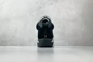 Nike Jordan 6 Retro Black Grey Style CT8529-001 black suede and synthetic sneakers rear view