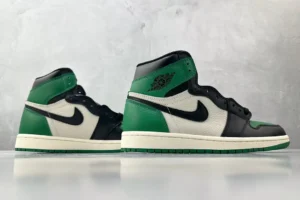 Nike Jordan 1 Retro High OG 555088-030 Green/Black-Sail leather basketball sneakers