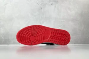 Nike Jordan 1 Retro High OG black and red colorway rubber outsole sneakers