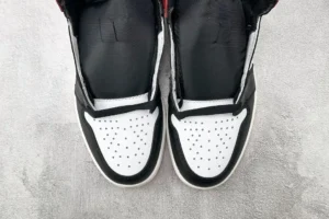 Nike Jordan 1 Retro High OG 555088-010 black and white leather sneakers with perforated toe box