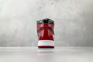 Nike Jordan 1 Retro High OG 555088-063 Black/Varsity Red patent leather sneaker back view