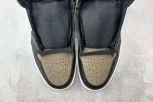 Nike Jordan 1 Retro High OG TOE 555088-032 black light brown leather sneakers with perforated toe box