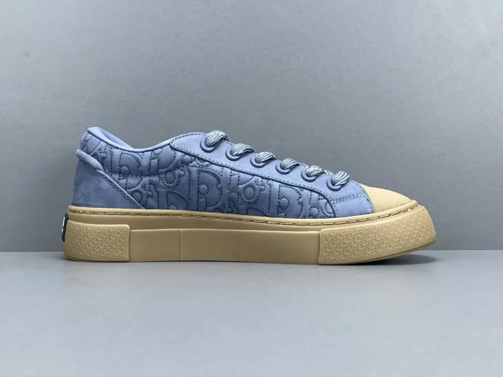 Dior B23 low-top sneakers blue monogram suede gum rubber sole