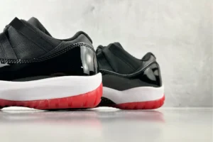 Nike Air Jordan 11 Low Bred black patent leather mesh red white outsole sneakers