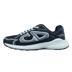 Repsgoat black silver running sneakers mesh synthetic leather upper white sole