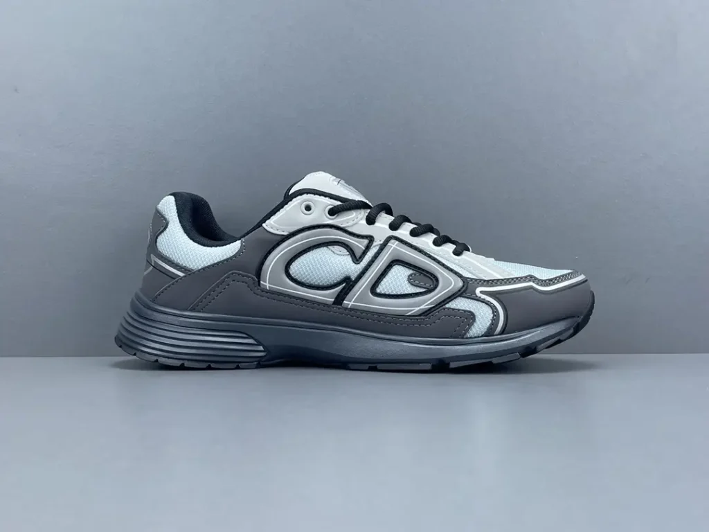 CDG Trainer sneakers white gray black mesh leather material low-top design