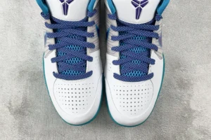 Nike Air Jordan 1 Low OG White Alpine Blue Court Purple leather sneakers with mesh detailing