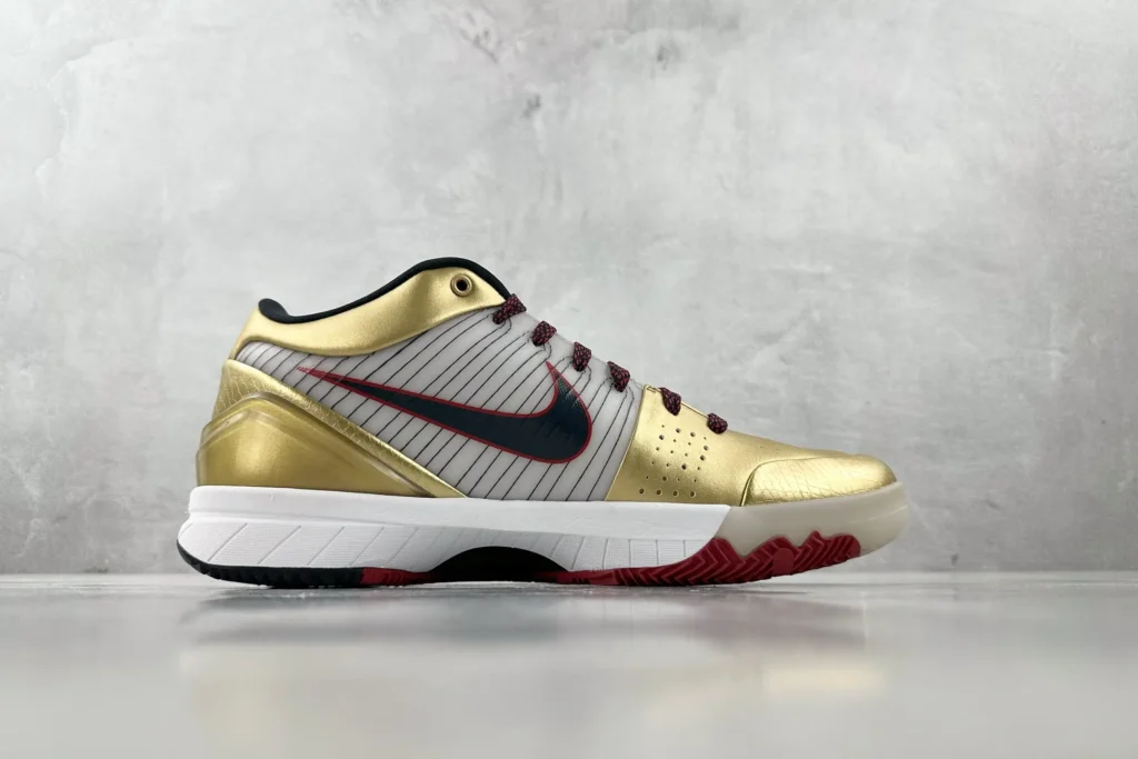 Nike Zoom Kobe IV Protro metallic gold black red leather sneakers