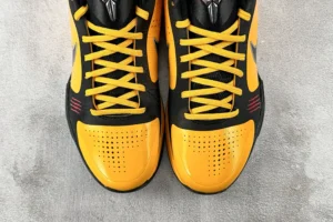 Nike Kobe 4 Protro black yellow leather basketball sneakers with red claw marks detailing