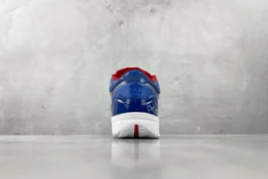 Nike Air Jordan 11 Low Win Like 82 blue red white patent leather sneakers back view