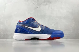 Nike Zoom Kobe IV blue red white synthetic leather sneakers with star detailing and white Swoosh logo