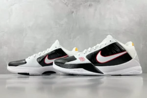 Nike Zoom Kobe 5 Protro white black red leather sneakers with mesh details and Zoom cushioning