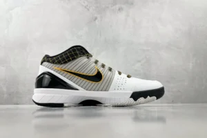 Nike Zoom Kobe IV Protro white black gold synthetic leather sneakers