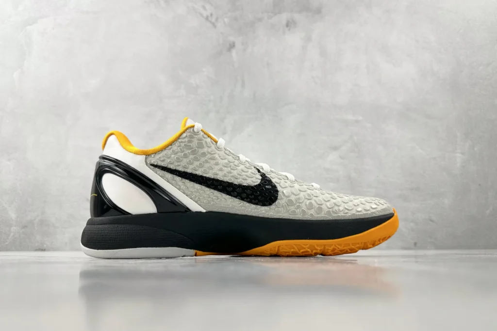 Nike Kobe 8 System white black yellow basketball sneakers synthetic textured upper rubber sole